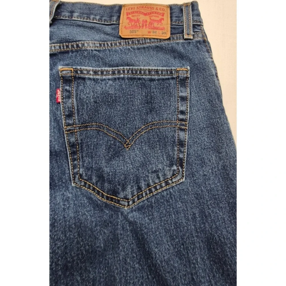 Levi Strauss men's 505 dark wash denim blue jeans‎ 36x30 100% Cotton